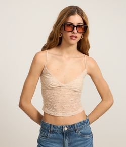 Blusa em Renda com Alças Finas e Textura