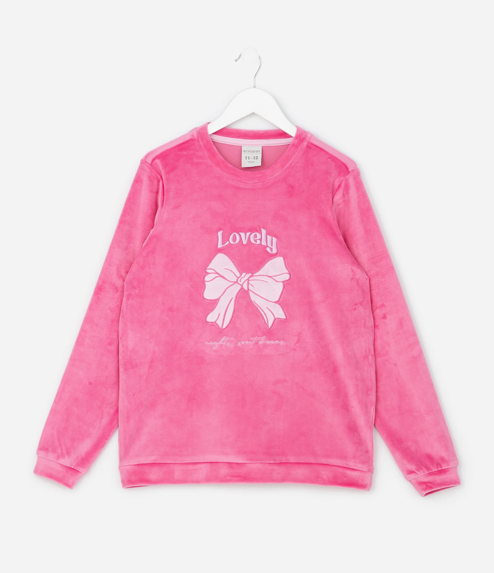 Pijama Infantil Longo com Estampa de Laços em Relevo – Tam 5 a 14 Anos Rosa 3