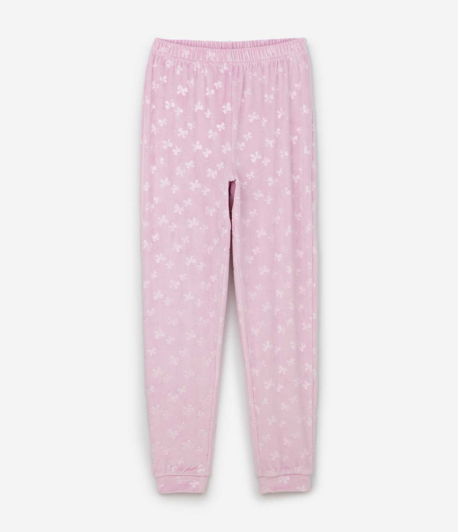 Pijama Infantil Longo com Estampa de Laços em Relevo – Tam 5 a 14 Anos Rosa 5