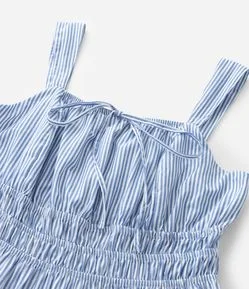 Vestido Midi em Tricoline com Listras e Babados Curve & Plus Size