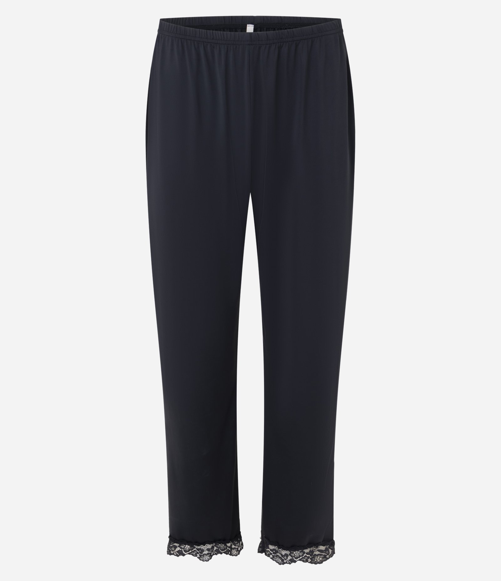 Pijama Longo em Poliamida com Renda no Decote Preto 4
