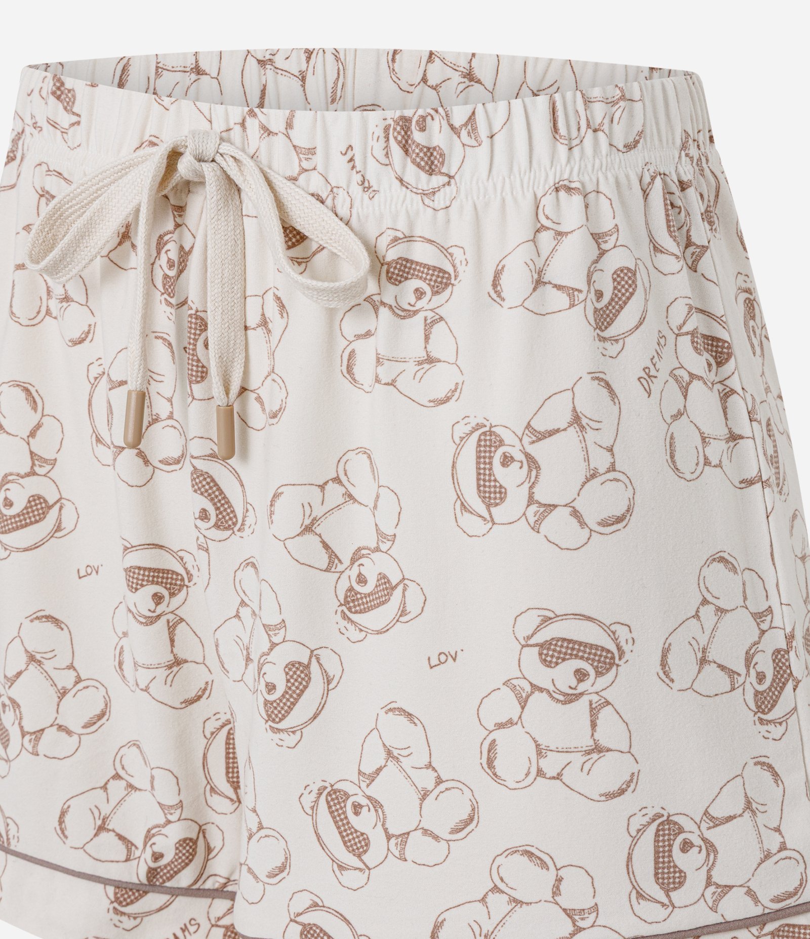 Short de Pijama com Estampa de Urso e Cós Elástico Bege 2