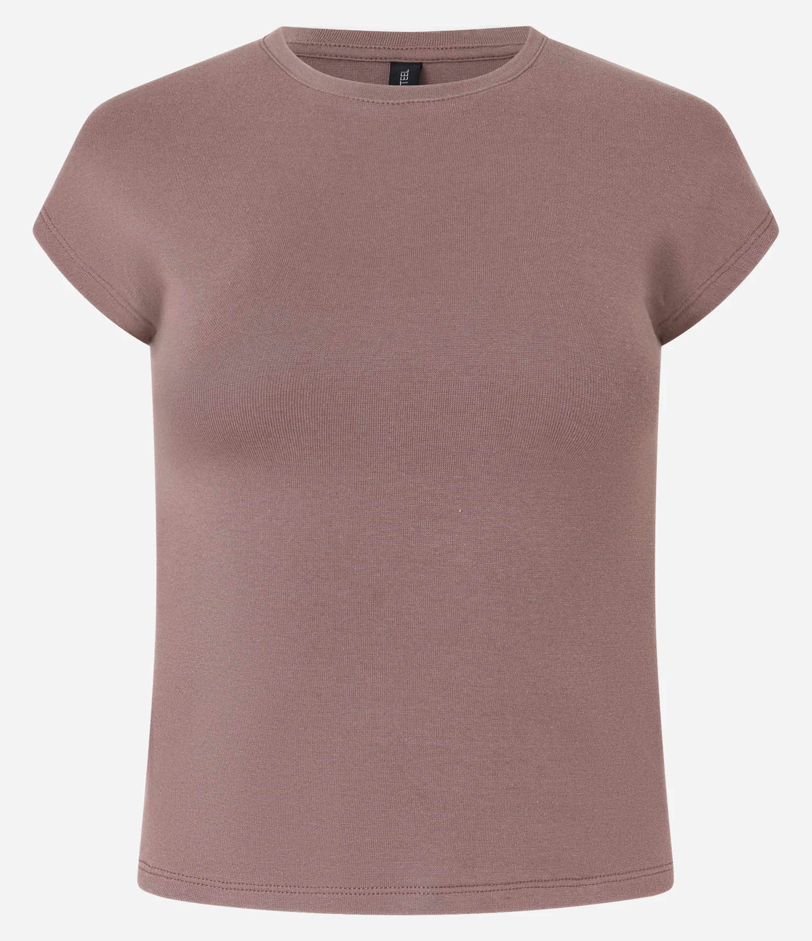 Blusa Básica em Ribana com Ombro Caído Marrom 4