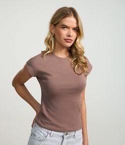 Blusa Básica em Ribana com Ombro Caído