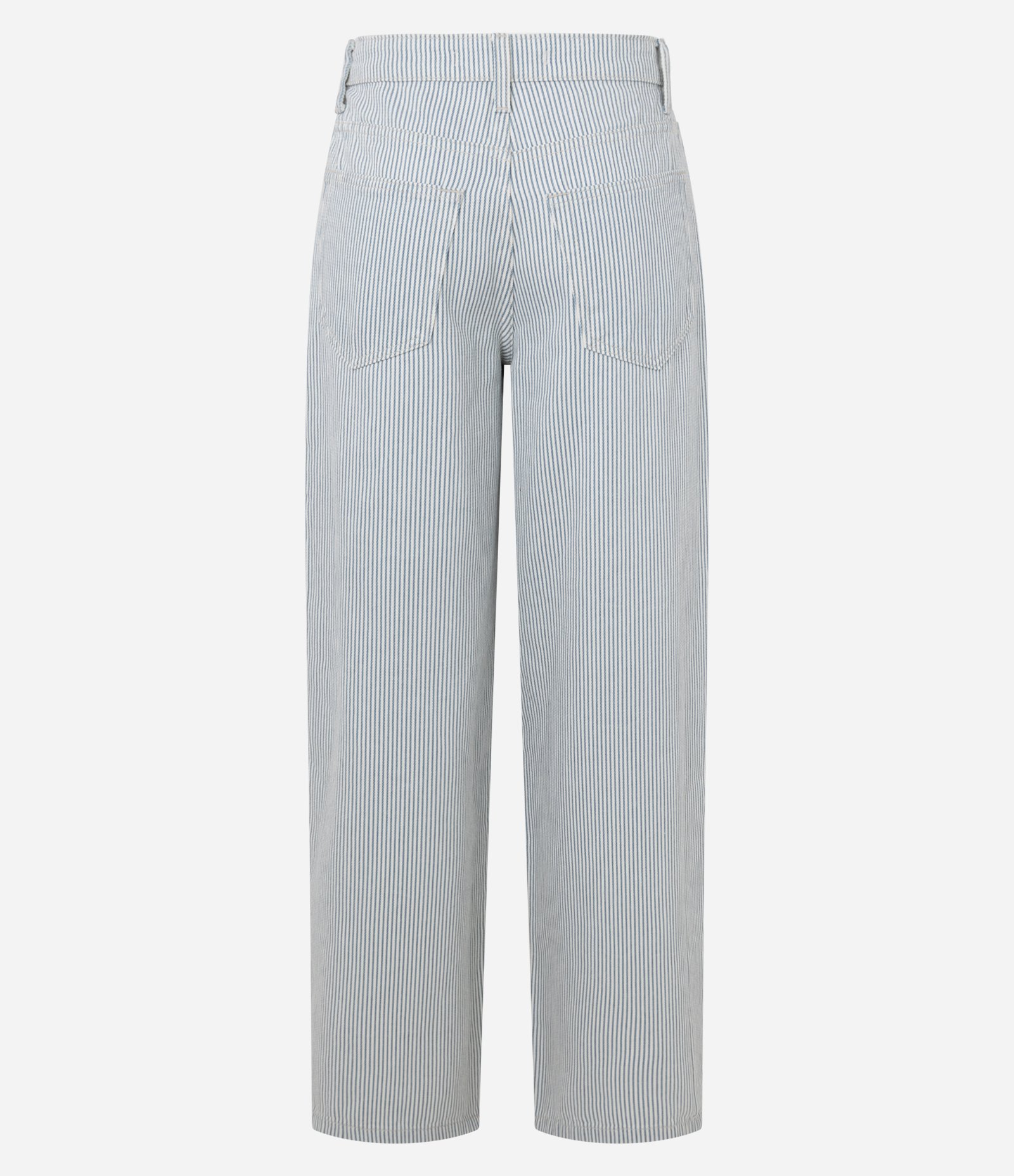 Calça Baggy Listrada em Sarja com Bolsos Azul 6