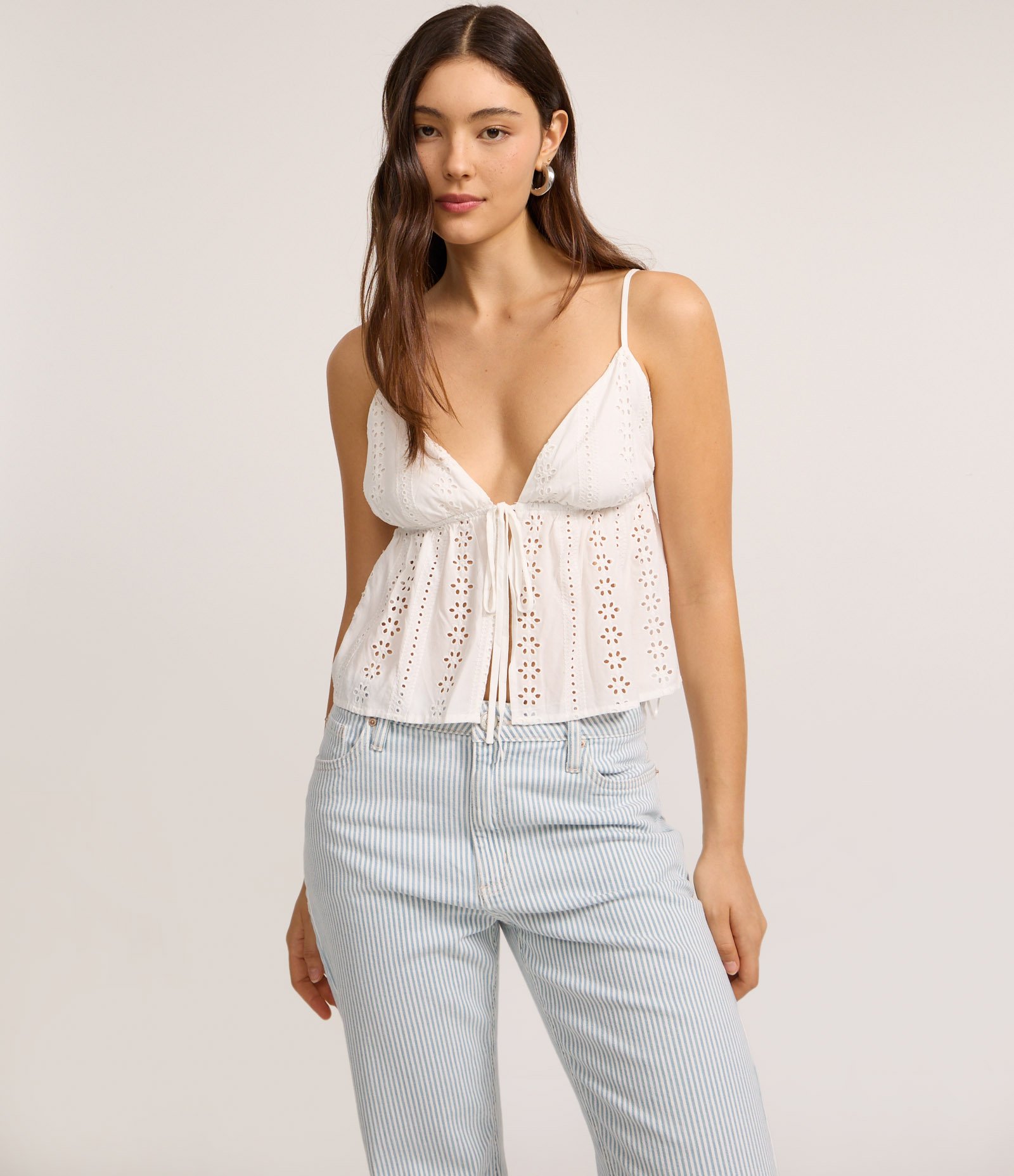 Calça Baggy Listrada em Sarja com Bolsos Azul 2