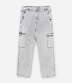 Calça Jeans Baggy com Bolsos Cargo