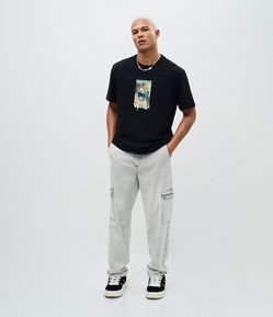 Calça Jeans Baggy com Bolsos Cargo
