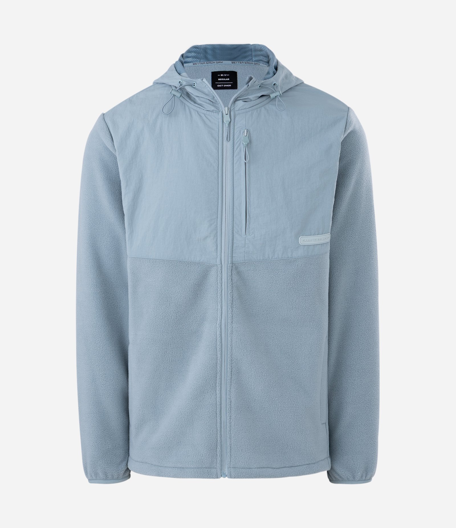 Blusão Masculino Fleece com Capuz e Recorte em Tecido Plano Cinza 5