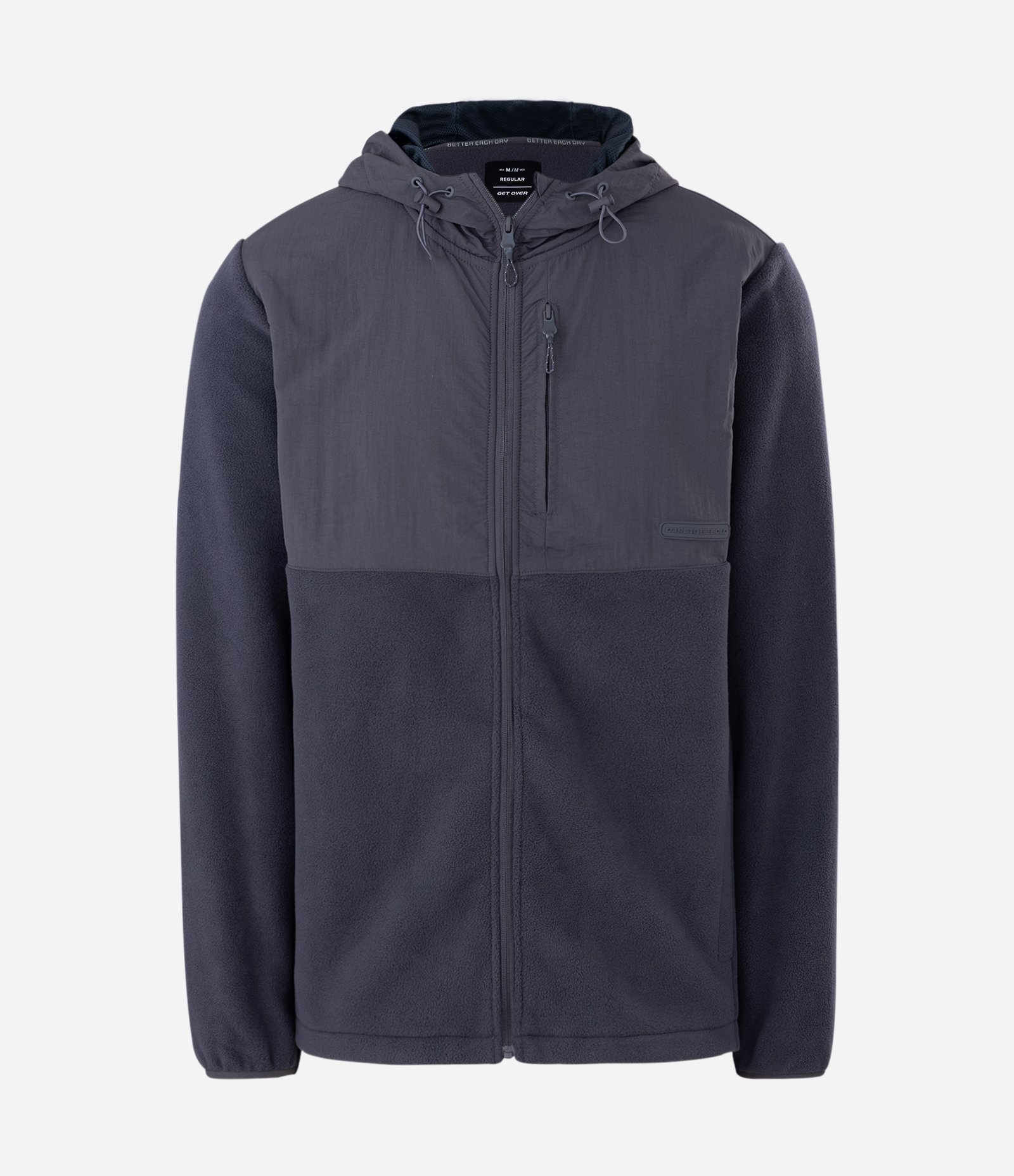 Blusão Masculino Fleece com Capuz e Recorte em Tecido Plano Preto 4