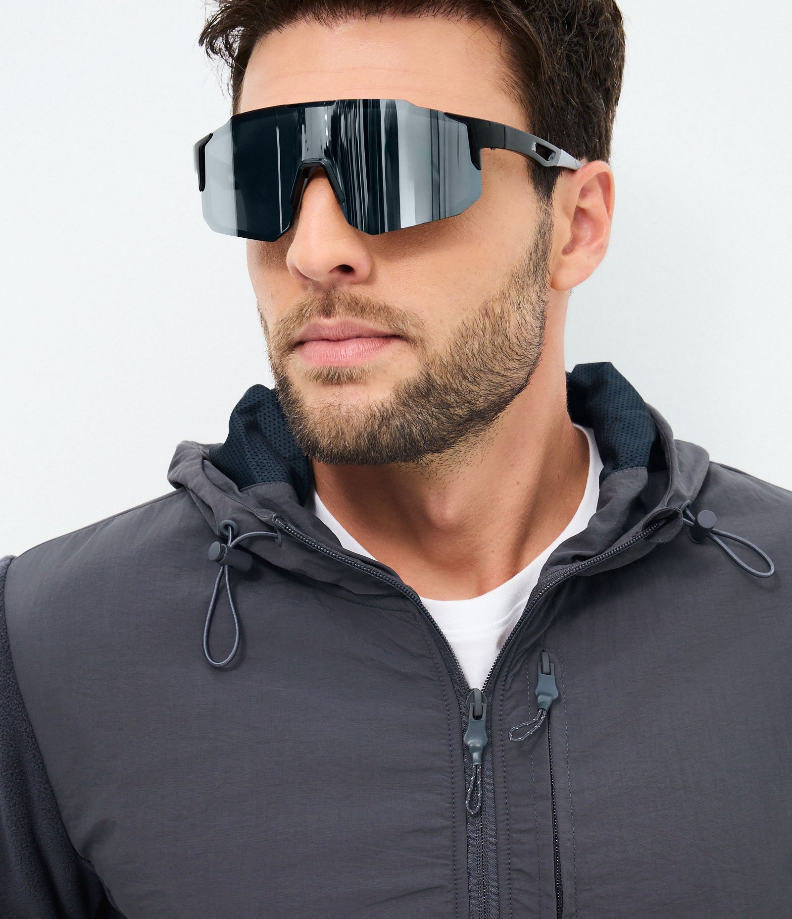 Blusão Masculino Fleece com Capuz e Recorte em Tecido Plano Preto 3
