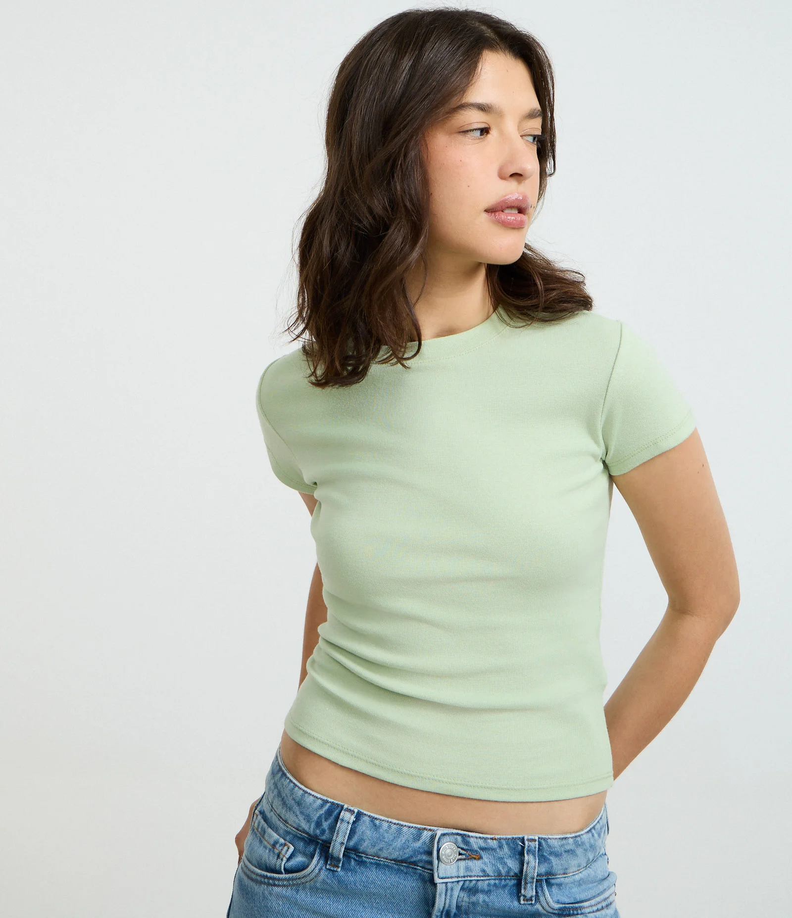 Blusa Básica Justinha e Alongada em Ribana Verde 1