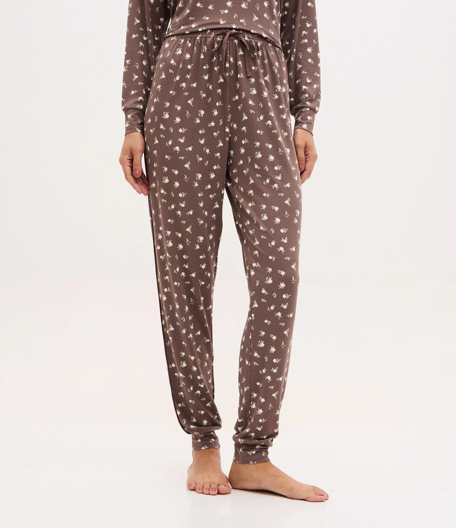 Calça de Pijama Jogger Peach Touch com Amarração no Cós Marrom 2