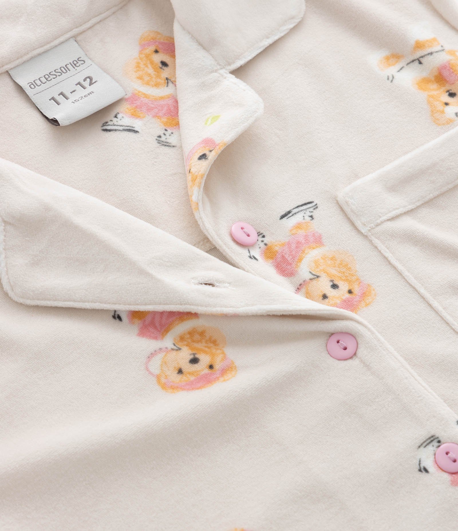 Pijama Infantil Blusa e Calça com Estampa de Urso  – Tam 4 a 16 Anos Bege Claro 8