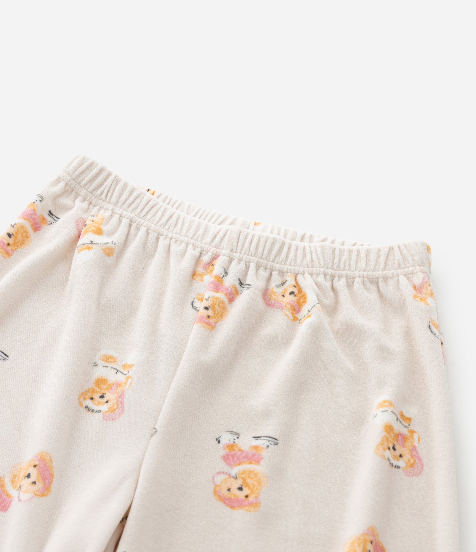 Pijama Infantil Blusa e Calça com Estampa de Urso  – Tam 4 a 16 Anos Bege Claro 10