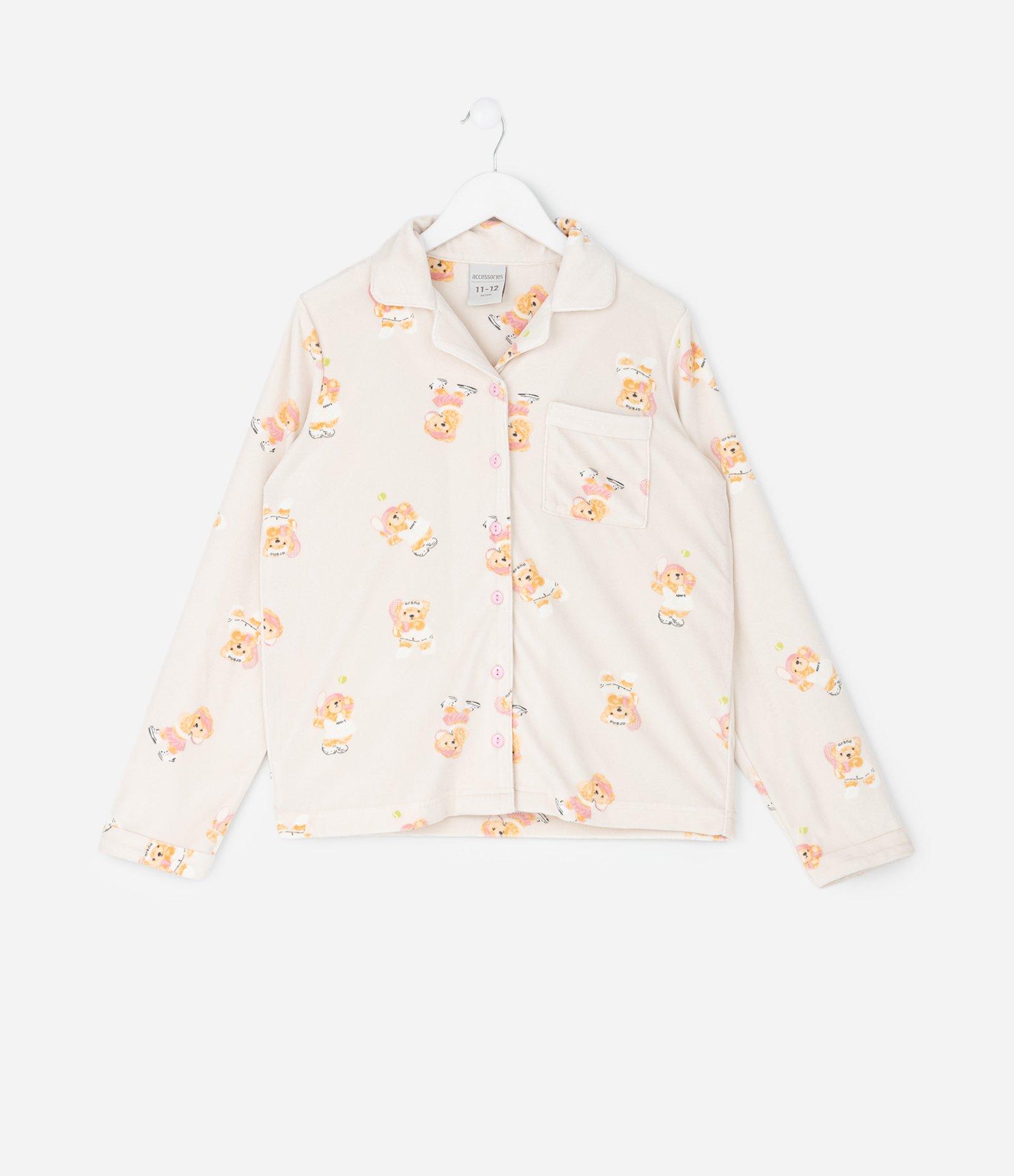 Pijama Infantil Blusa e Calça com Estampa de Urso  – Tam 4 a 16 Anos Bege Claro 2