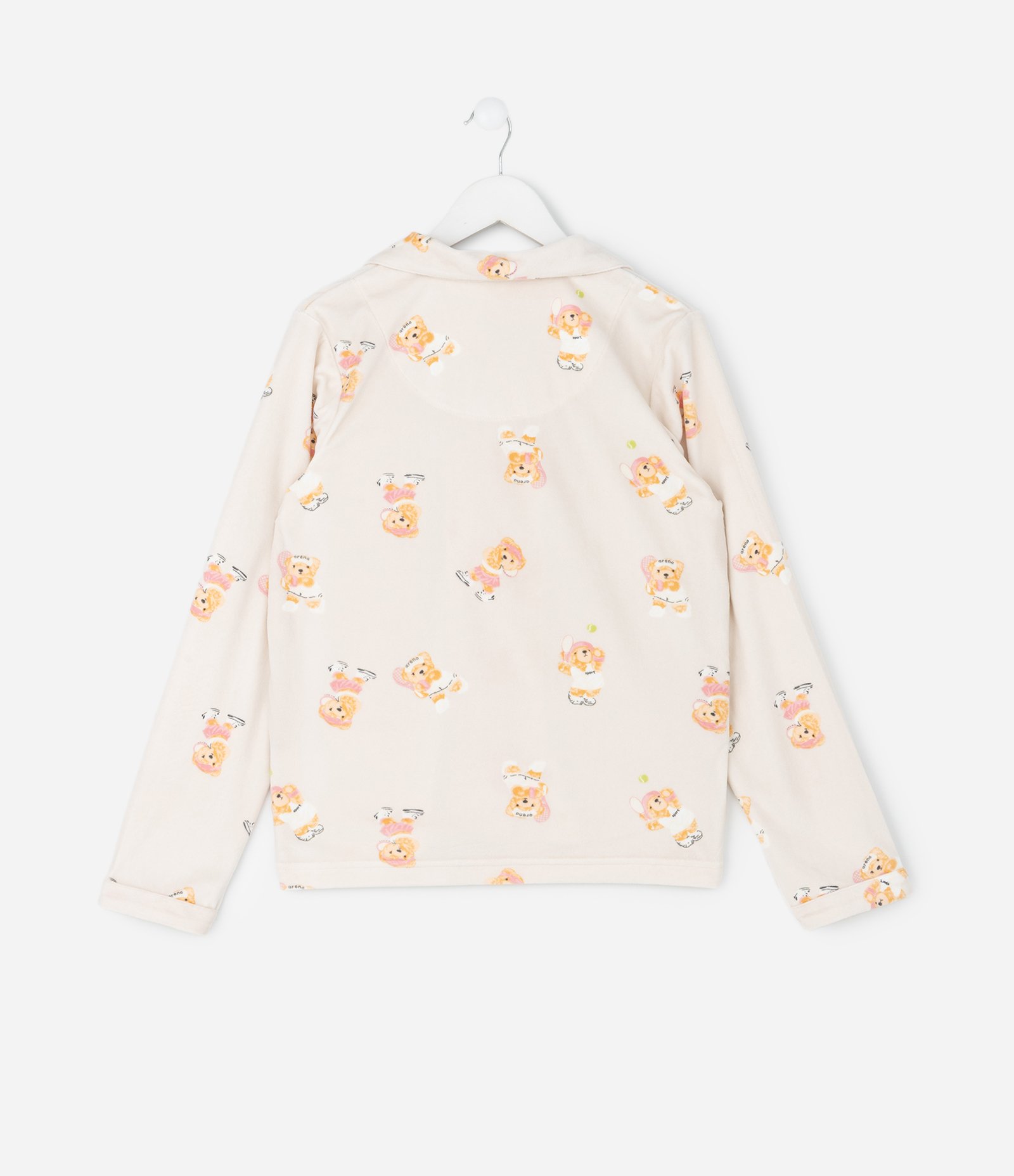 Pijama Infantil Blusa e Calça com Estampa de Urso  – Tam 4 a 16 Anos Bege Claro 3