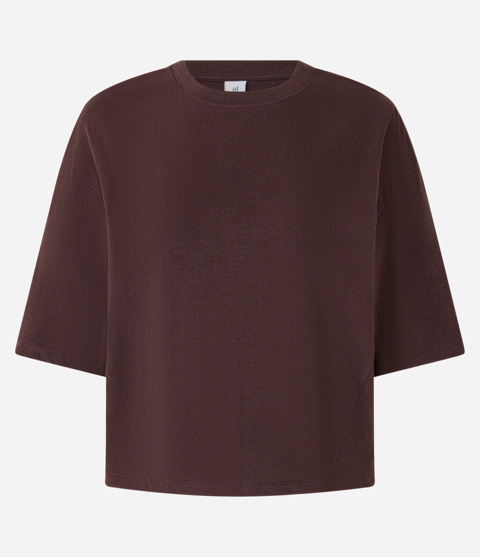 Blusa Básica em Algodão com Barra Ajustada Marrom 4