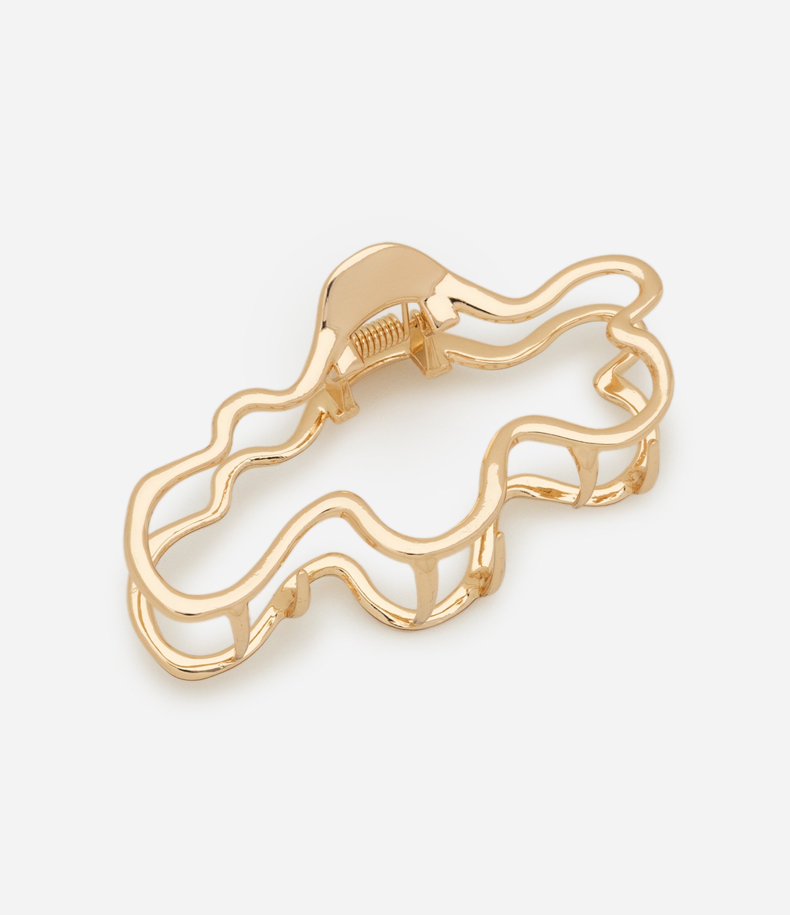 Piranha de Cabelo Vazado em Metal com Formato Orgânico Dourado 1