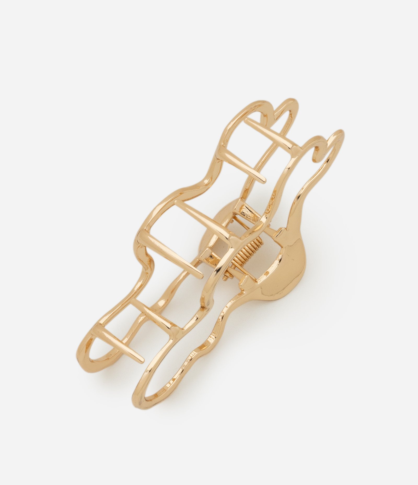 Piranha de Cabelo Vazado em Metal com Formato Orgânico Dourado 2