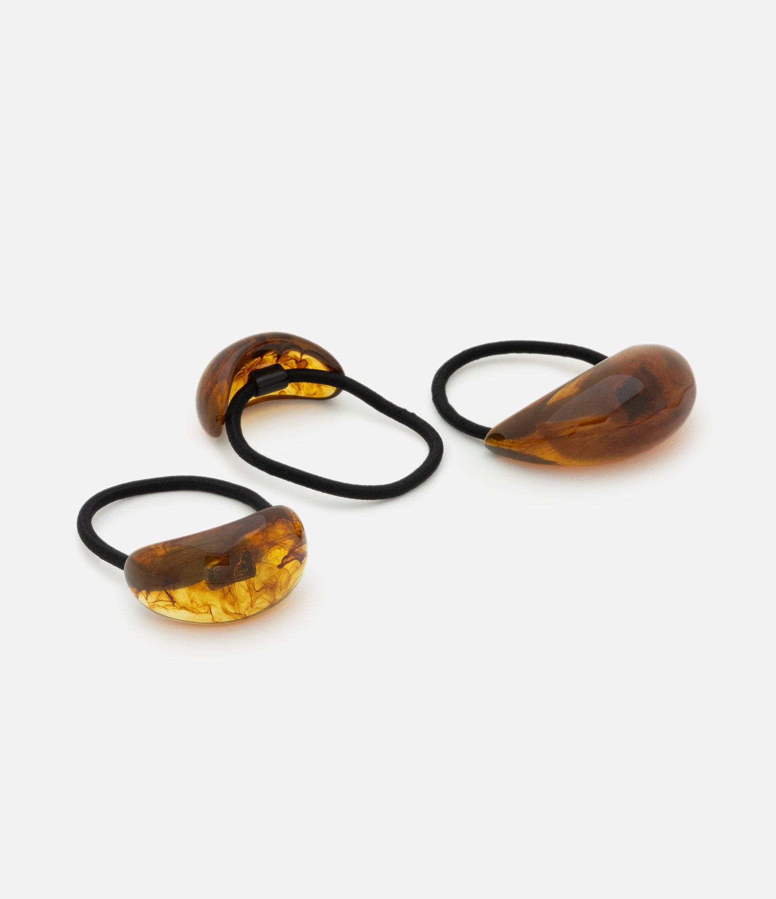 Kit 03 Borrachinhas de Cabelo em Resina com Aviamento Marrom 2