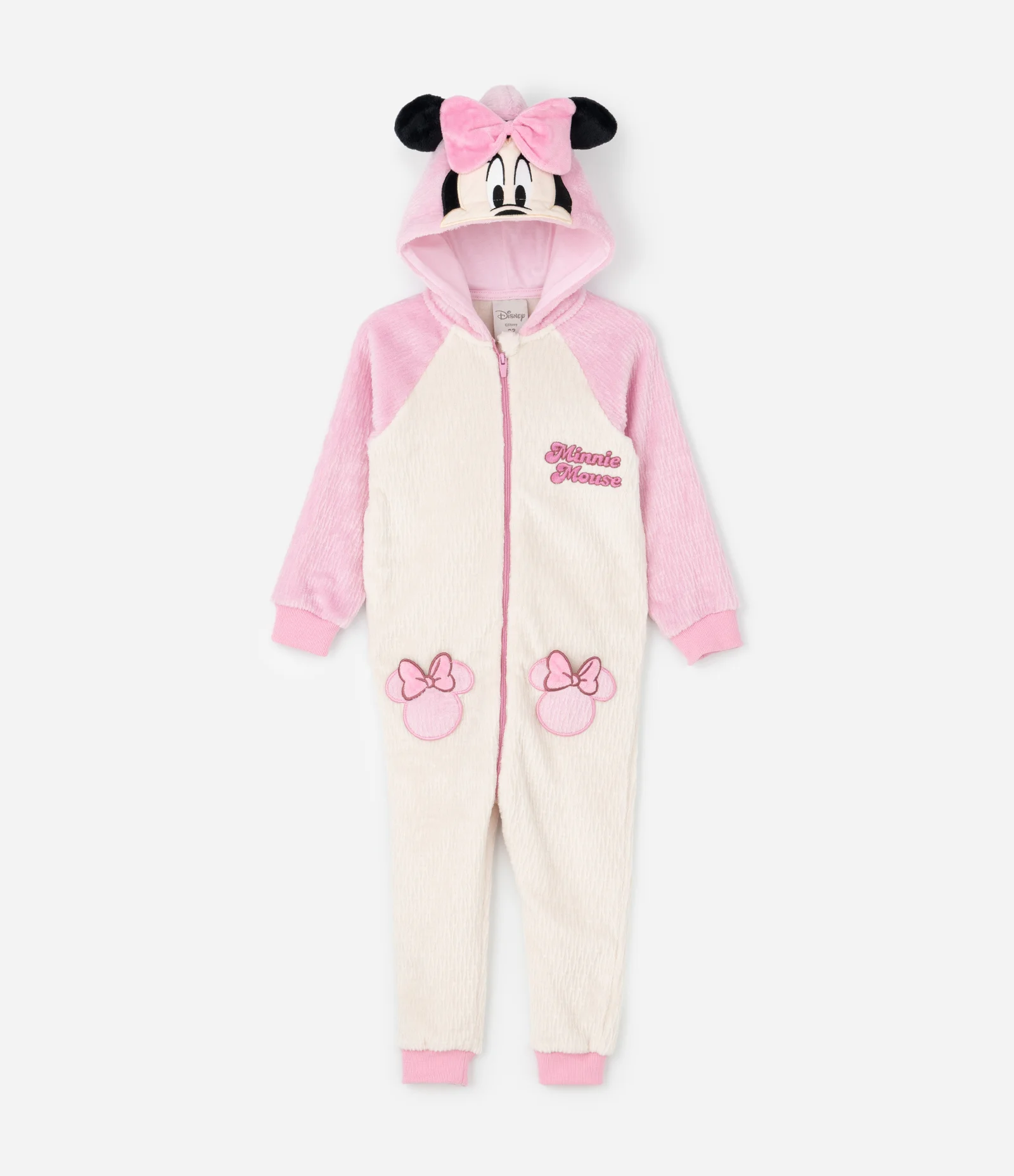 Pijama Infantil Jumper com Capuz Minnie – Tam 2 a 6 Anos Rosa/Off White 1