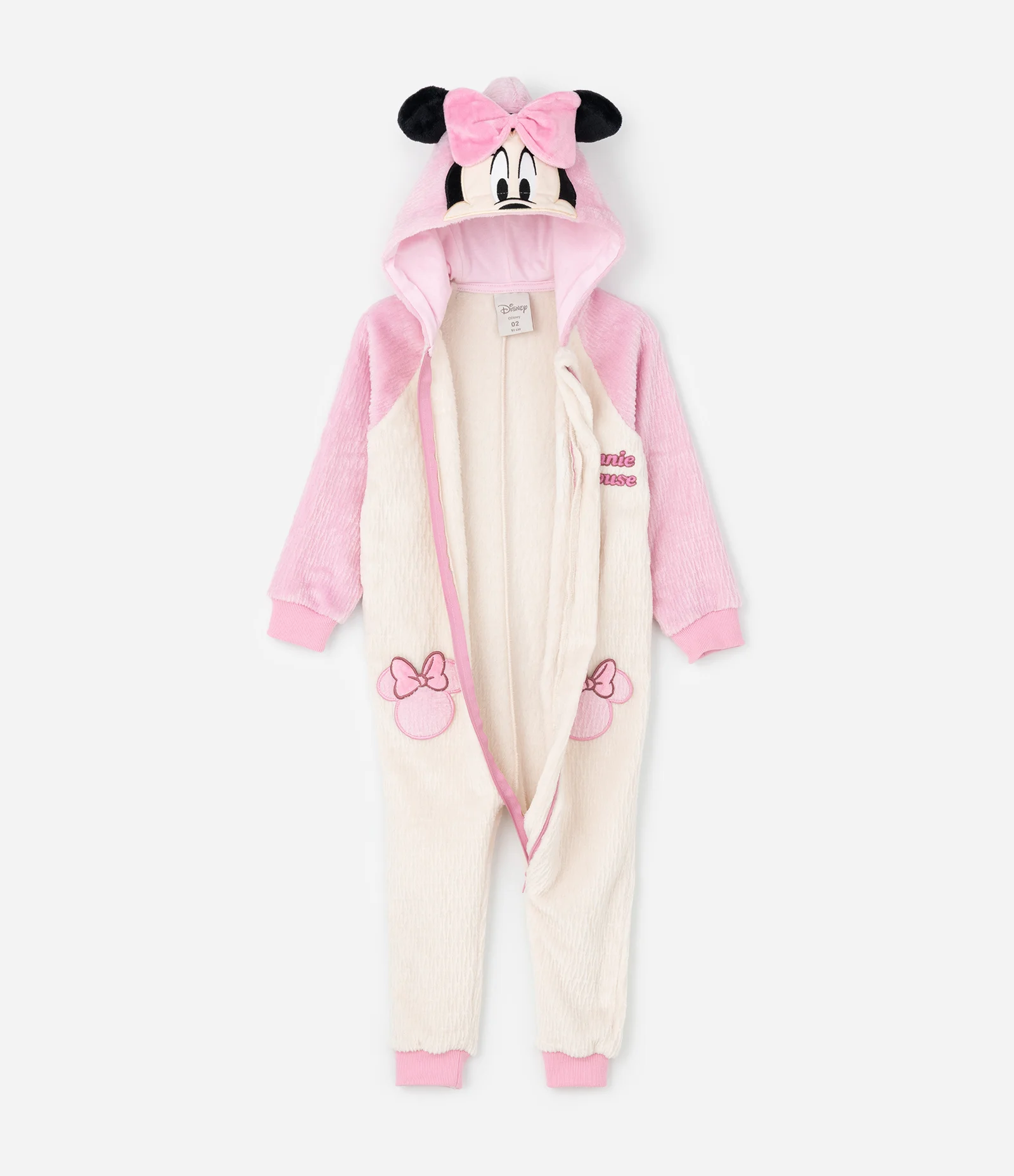 Pijama Infantil Jumper com Capuz Minnie – Tam 2 a 6 Anos Rosa/Off White 2