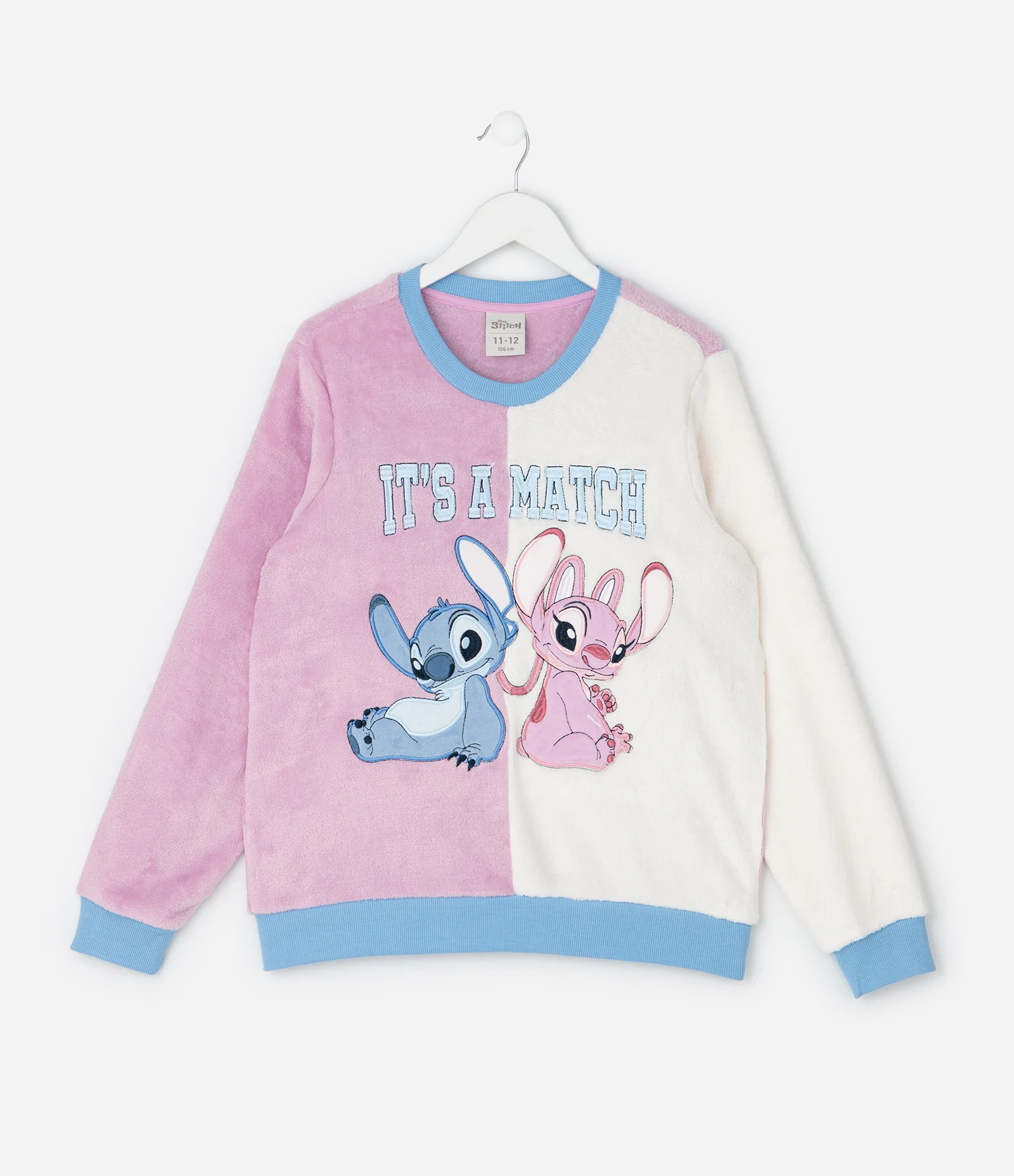 Pijama Infantil Longo Stitch e Angel – Tam 5 a 14 Anos Rosa/Azul/Branco 2