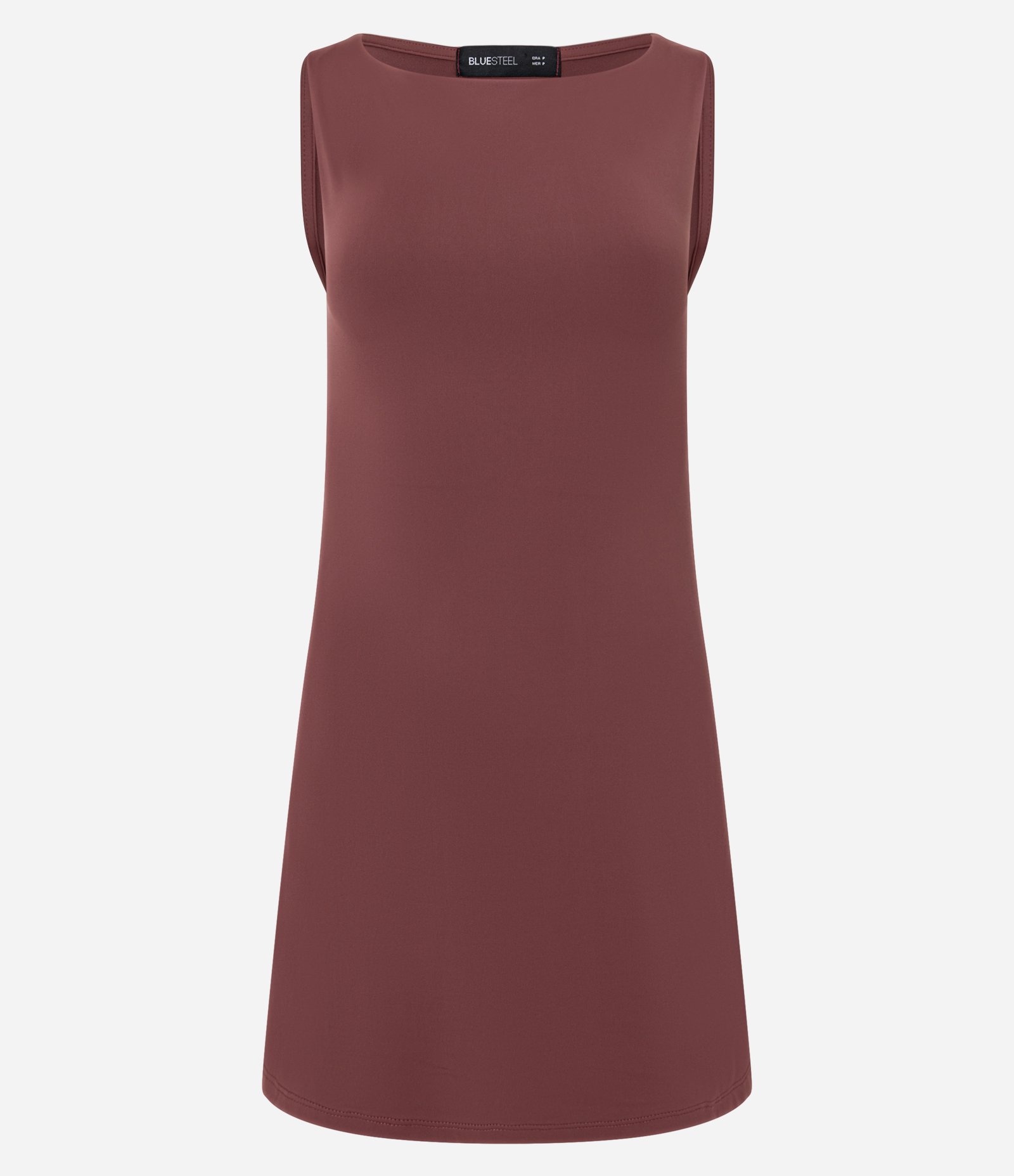 Vestido Curto em Poliamida com Decote Canoa Marrom 6