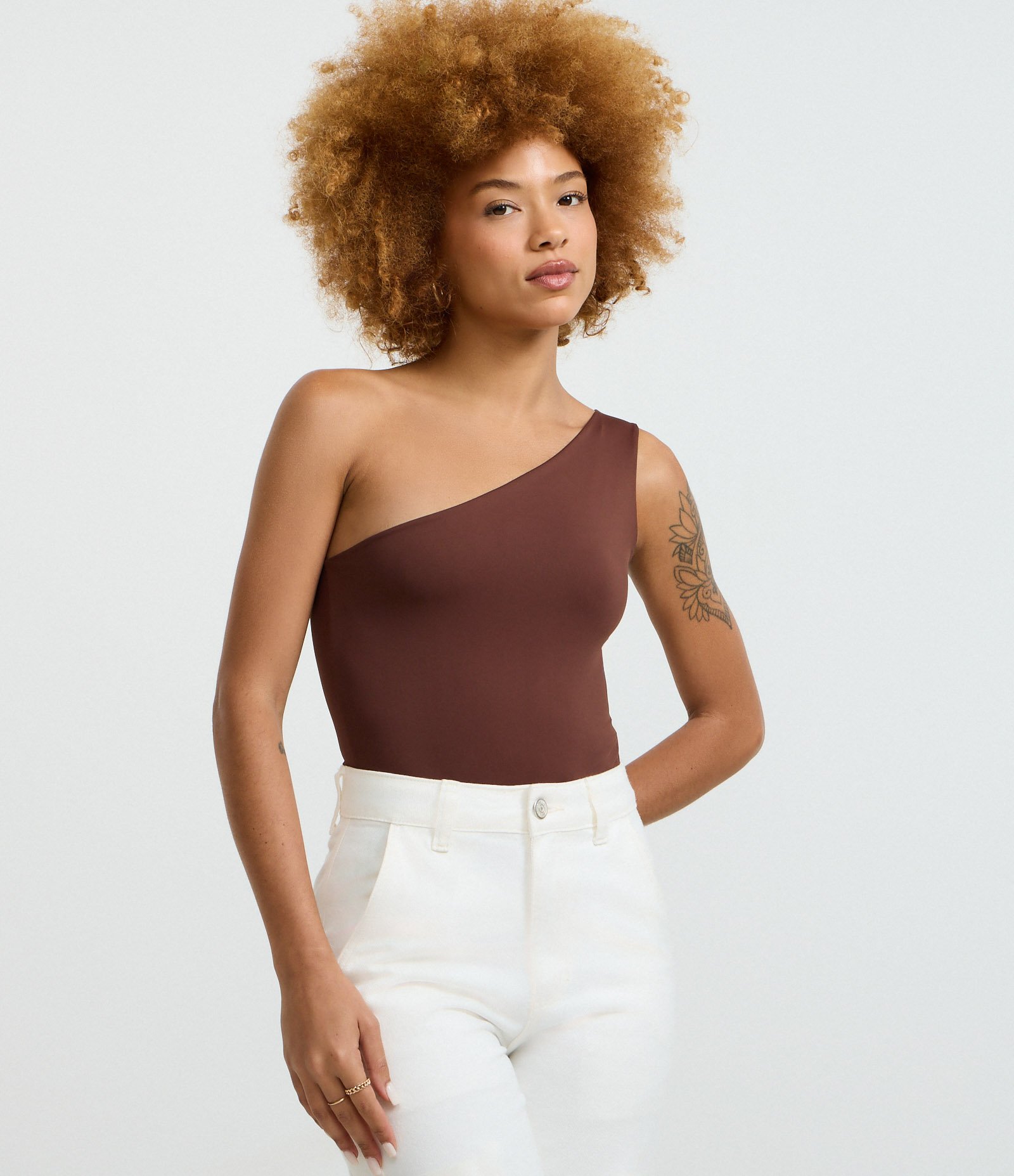 Body Ombro Único em Microfibra Marrom 1