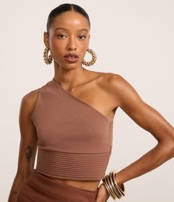 Blusa com Ombro Só e Faixa Pespontada