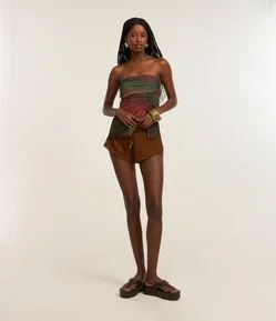 Short Mini com Cintura Média Texturizado