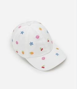 Boné Infantil Aba Curva com Bordado Ícones de Praia- Tam U