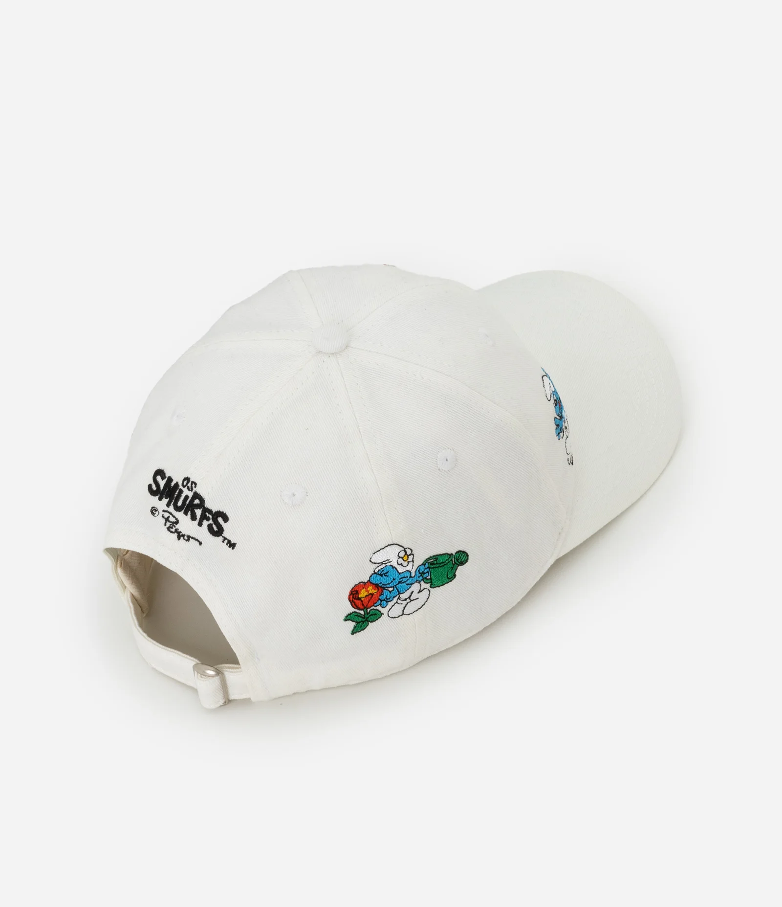 Boné Dad Hat em Sarja com Estampa Bordada Smurfs Branco 2