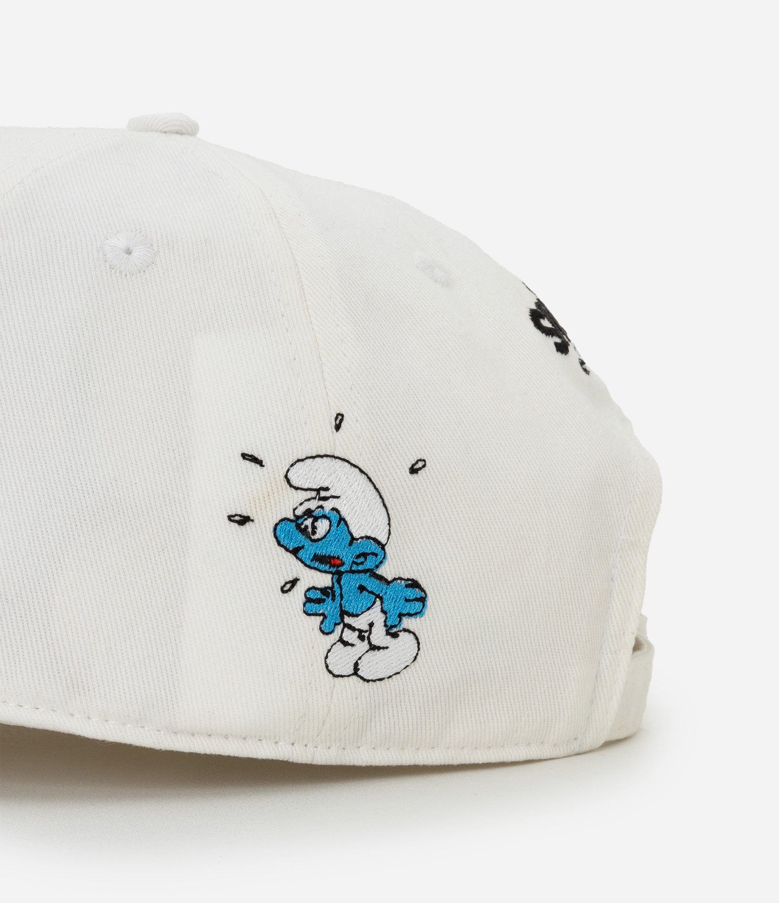 Boné Dad Hat em Sarja com Estampa Bordada Smurfs Branco 5