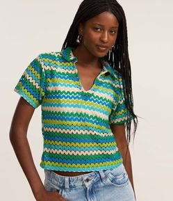 Blusa Boxy com Gola Polo em Tricô