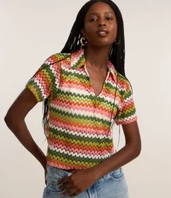 Blusa Boxy com Gola Polo em Tricô