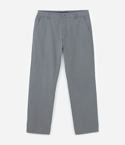 Calça Reta em Sarja Estonada com Bolsos