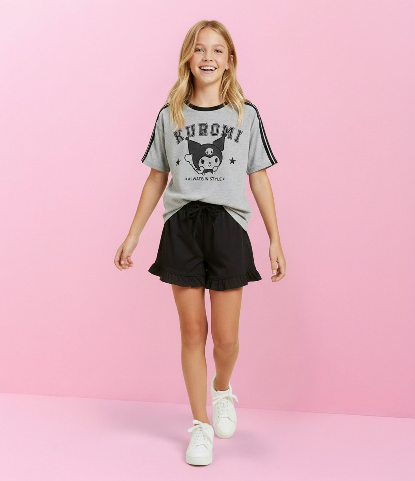 Short Infantil com Babados – Tam 5 a 14 Anos Preto 1