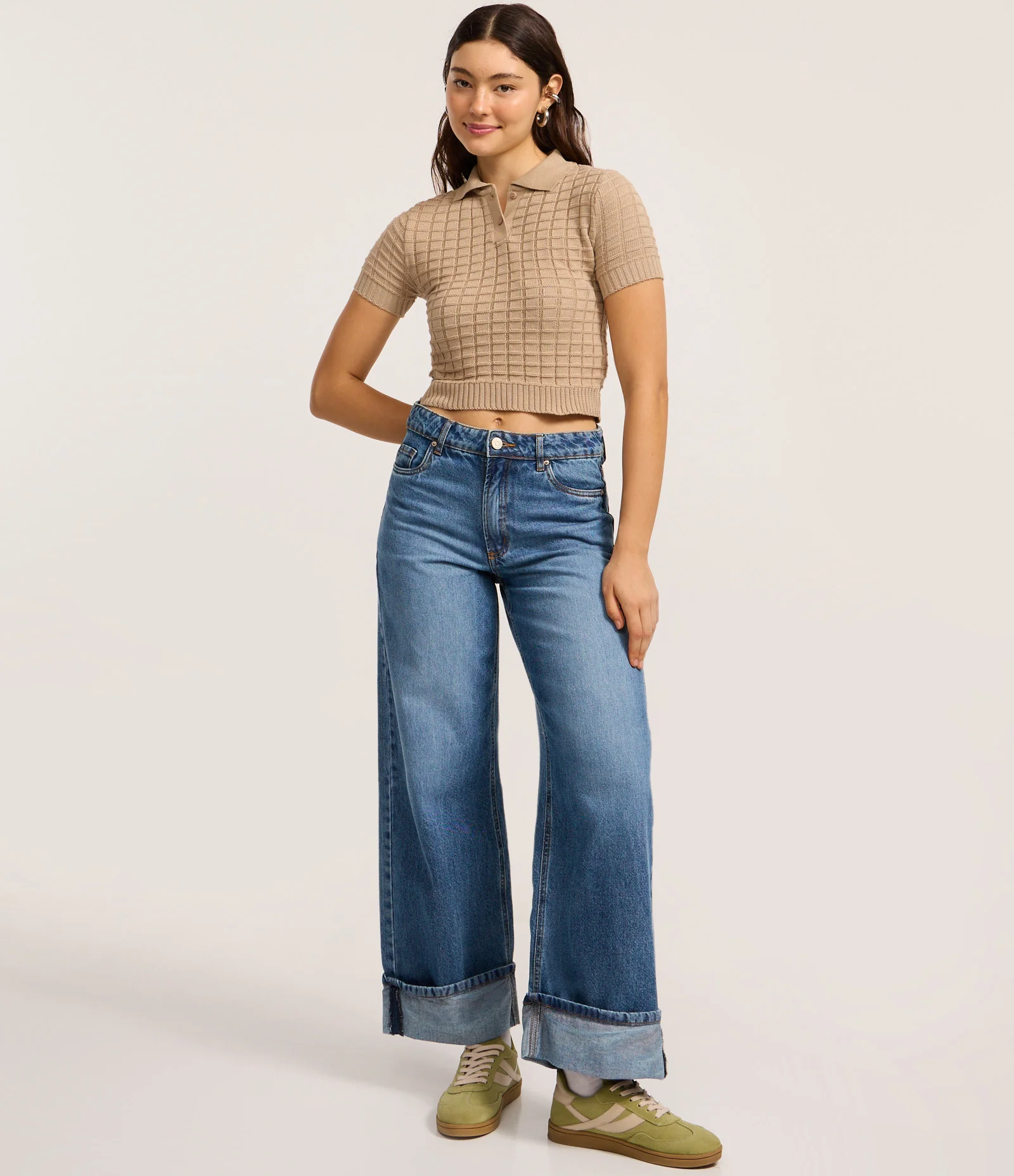 Blusa Polo em Tricô com Textura Marrom 2