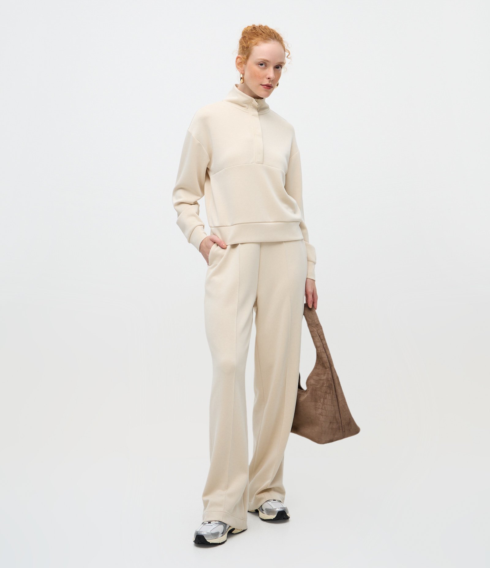 Calça Reta em Modal com Cintura Alta Branco 1