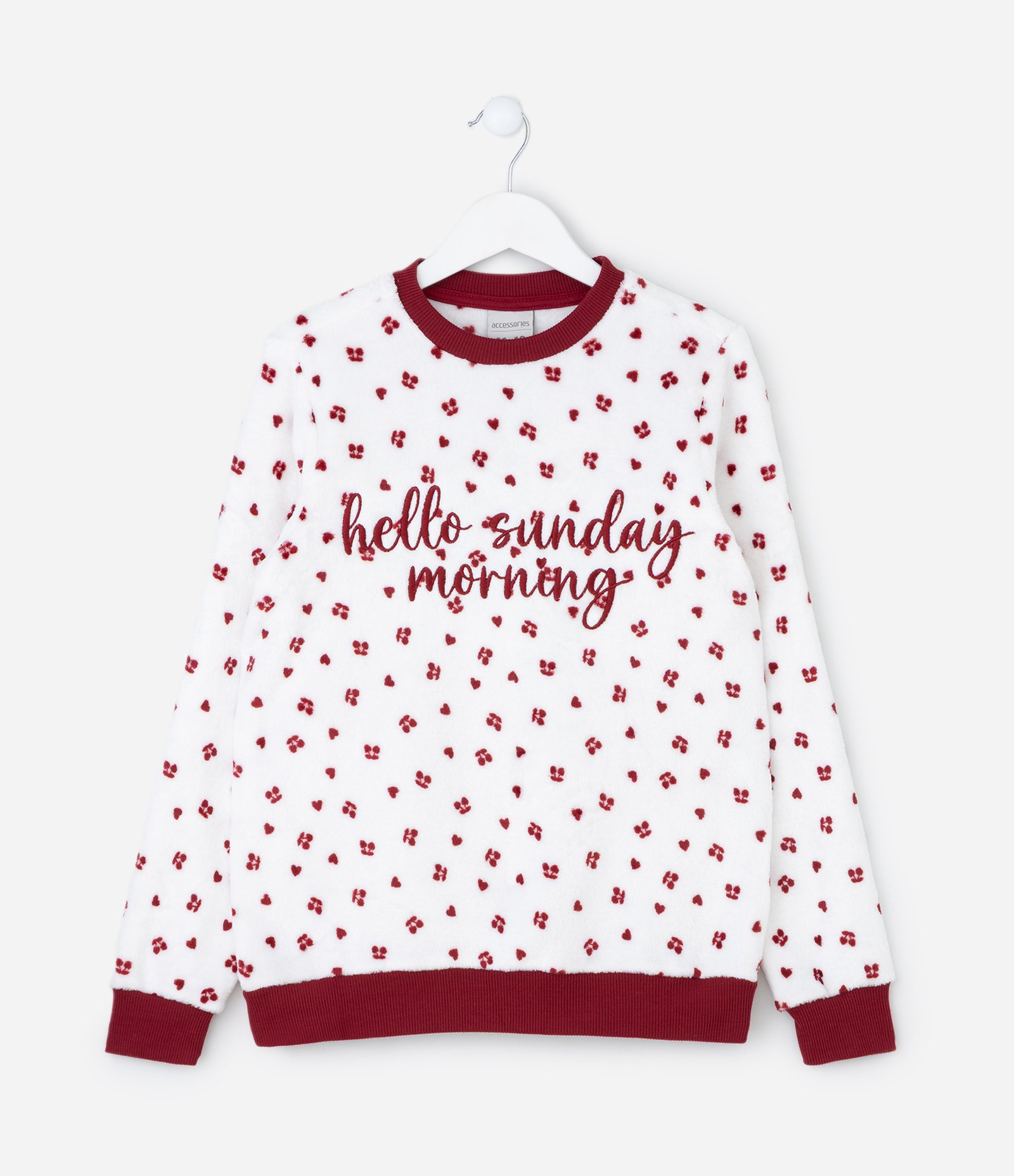 Pijama Infantil Longo com Bordado Lettering – Tam 8 a 16 Anos Vermelho/Branco 1
