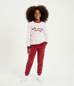 Pijama Infantil Longo com Bordado Lettering – Tam 8 a 16 Anos
