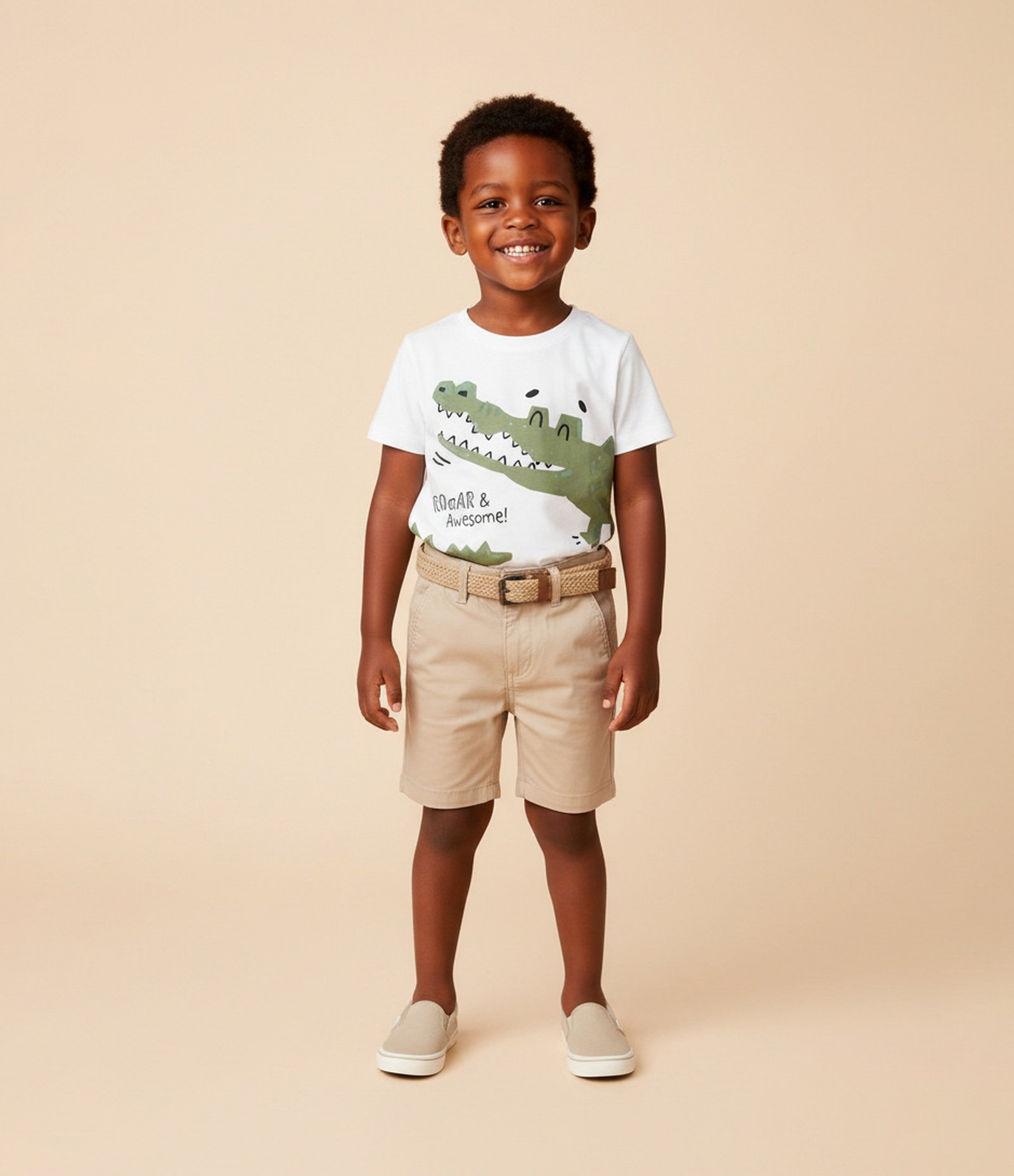 Camiseta Infantil com Estampa Jacaré - Tam 1 a 6 Anos Branco 1