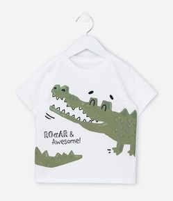 Camiseta Infantil com Estampa Jacaré - Tam 1 a 6 Anos