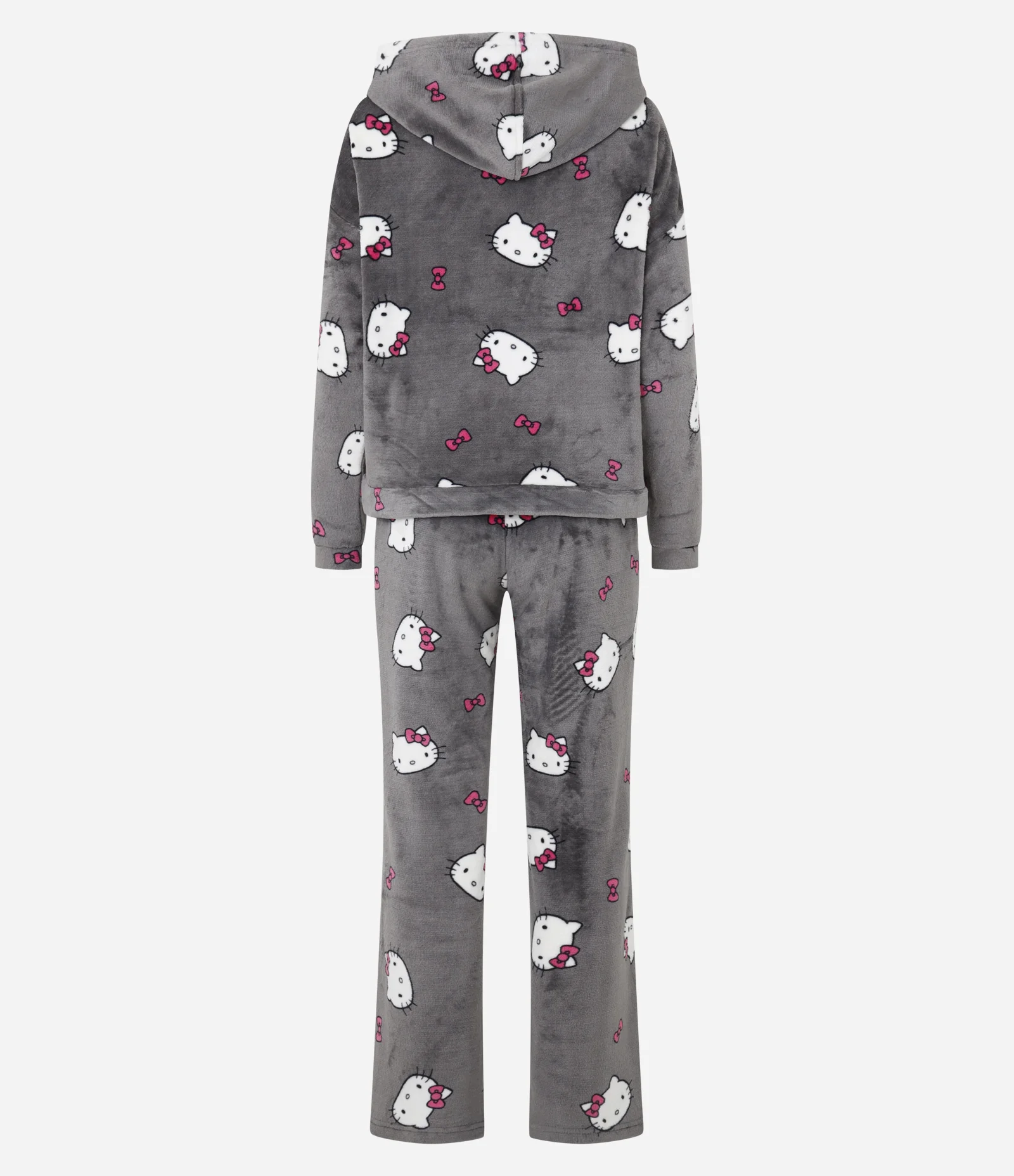 Pijama Longo em Sherpa com Capuz e Estampa Hello Kitty Cinza 3