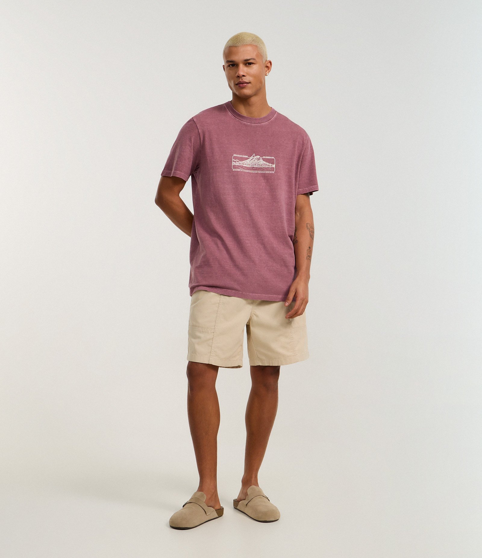 Camiseta Comfort em Algodão com Estampa de Praia Rio de Janeiro Estonada Roxo 2