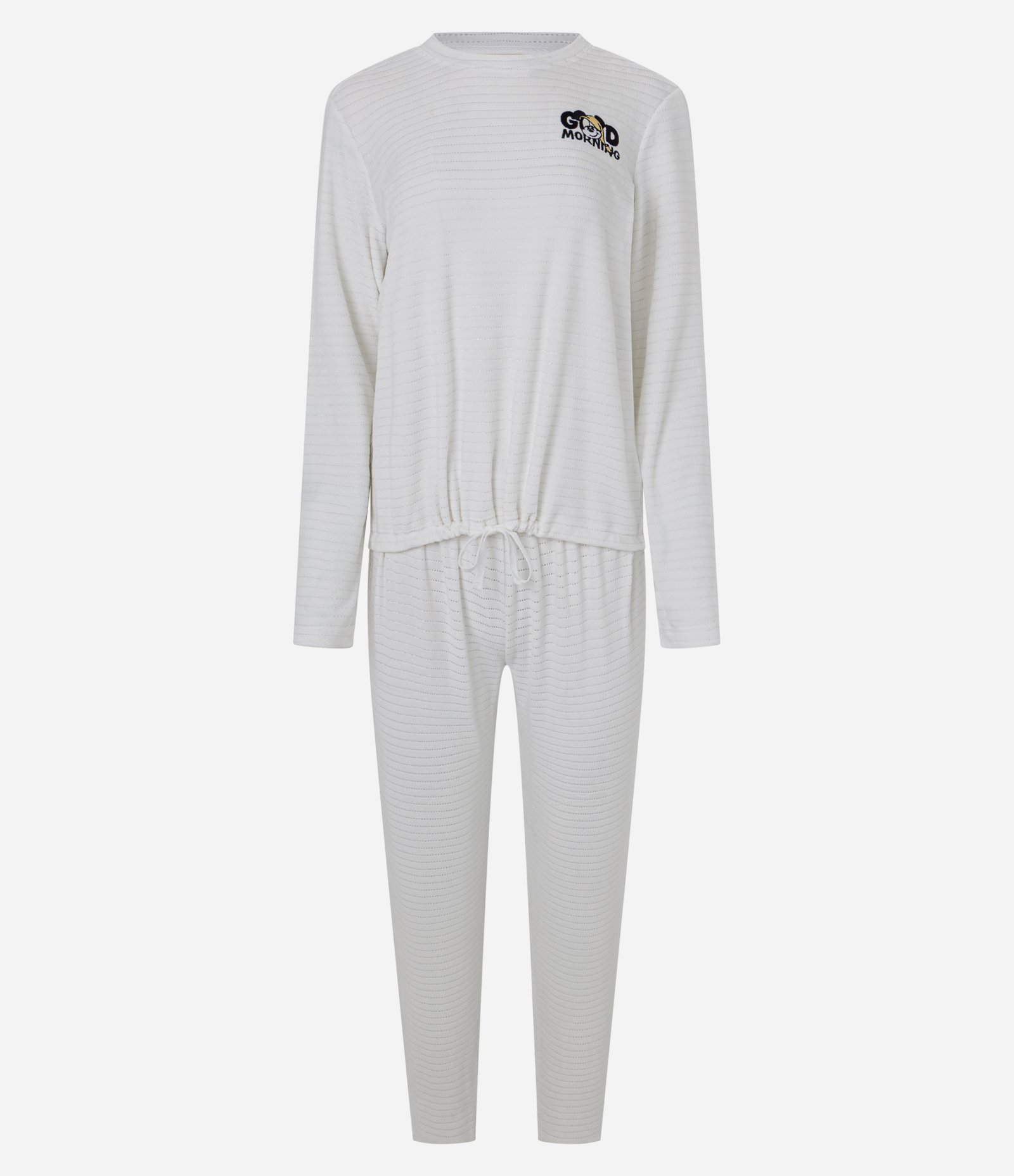 Pijama Longo com Estampa Listrada Mickey Branco 1