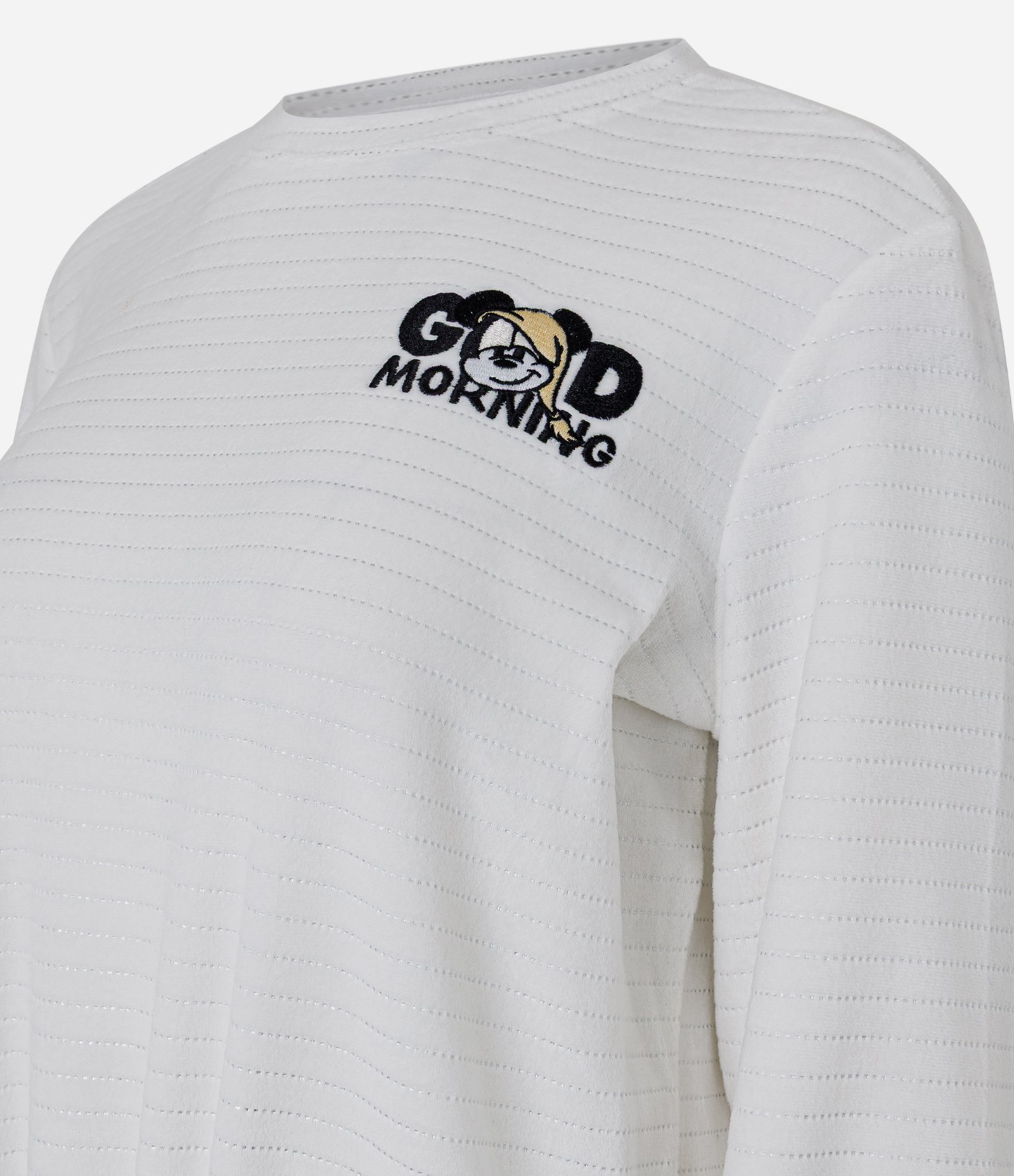 Pijama Longo com Estampa Listrada Mickey Branco 2