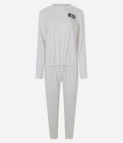 Pijama Longo com Estampa Listrada Mickey